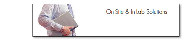 On-Site and In-Lab Solutions (image of man holding laptop)